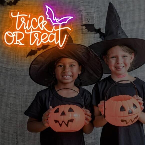 Halloween Neon Sign Trick Treat Neon Sign for Led Halloween Sign Bedroom Party - Picture 3 of 7